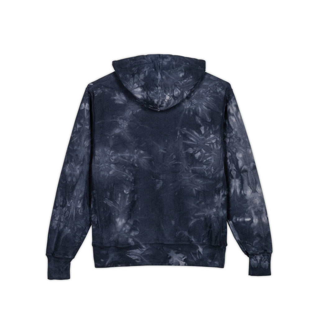 Tie-Dye Hoodie — Embroidered Champion Style, Black Marble