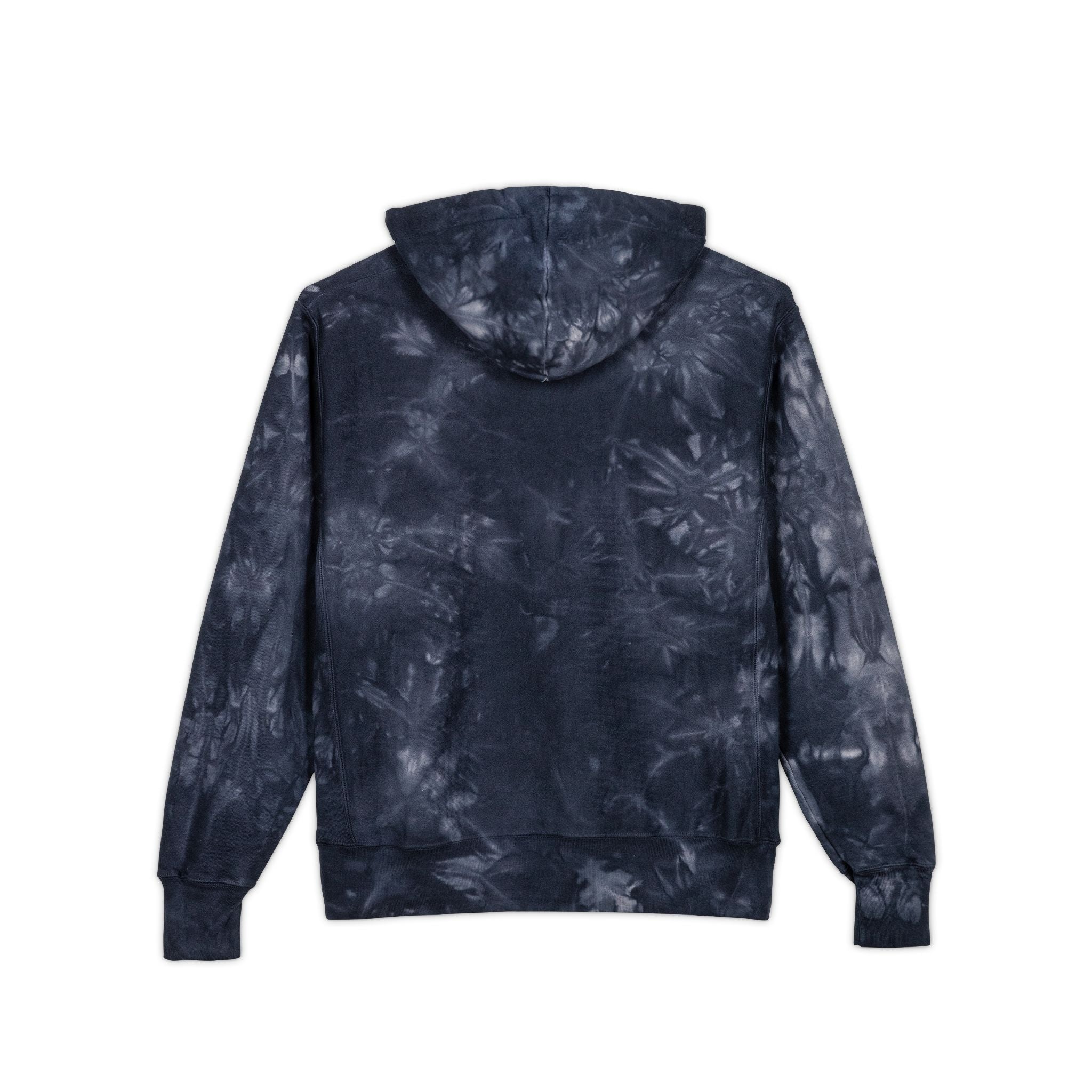 Tie-Dye Hoodie — Embroidered Champion Style, Black Marble