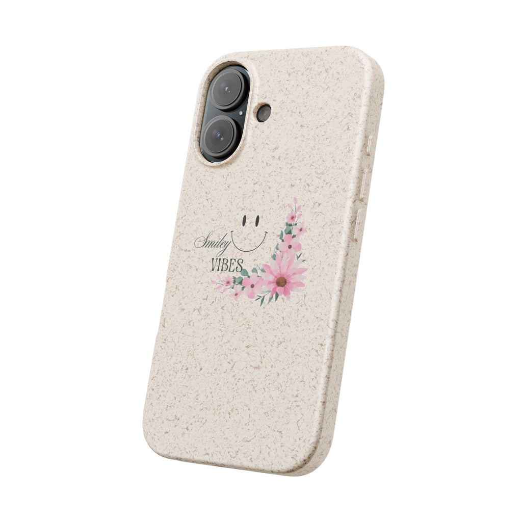 Biodegradable Phone Case — Smiley Vibes Floral Eco-Friendly iPhone Cover