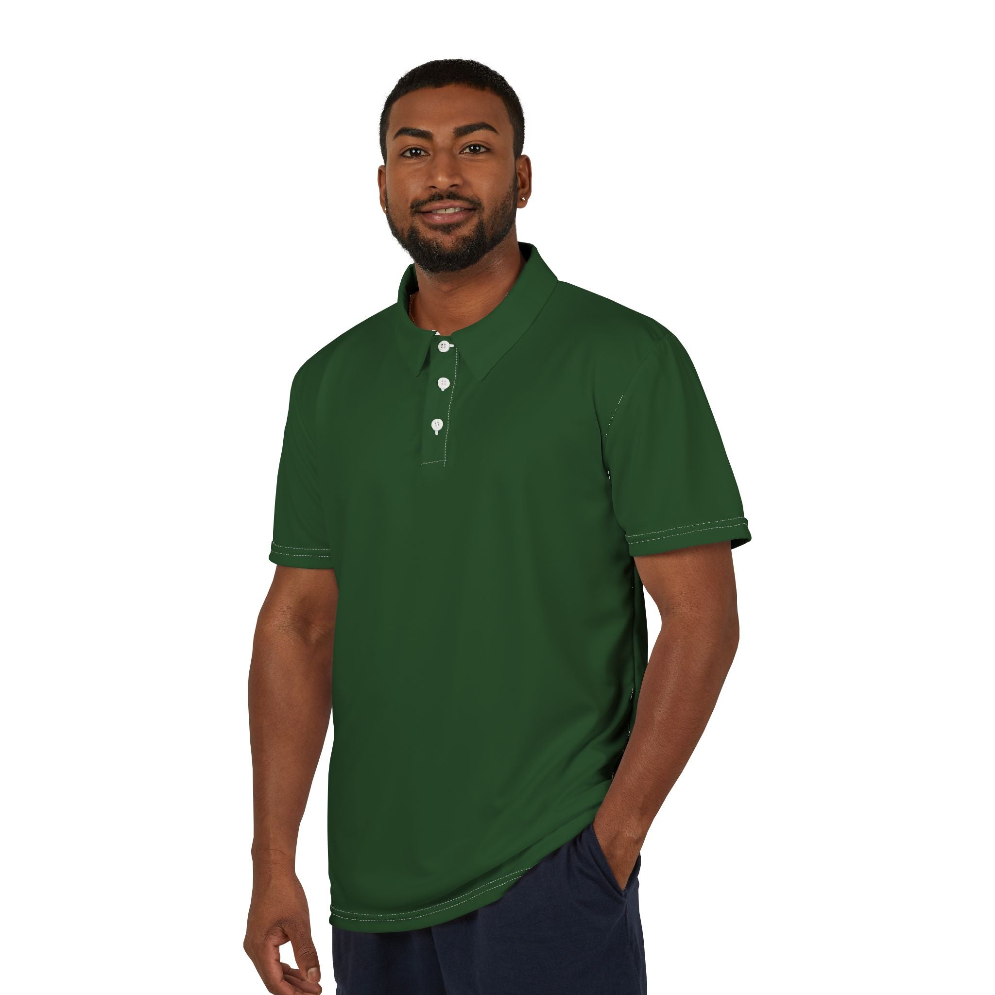 Forest Green Polo Shirt — Classic Men's Short Sleeve Collared Tee