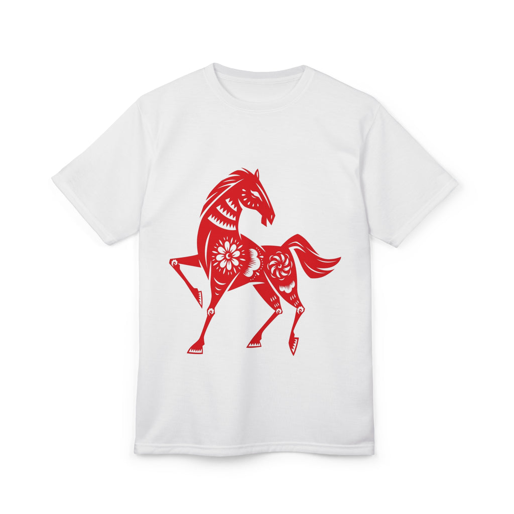 Horse Graphic Tee — Red Papercut Horse Design