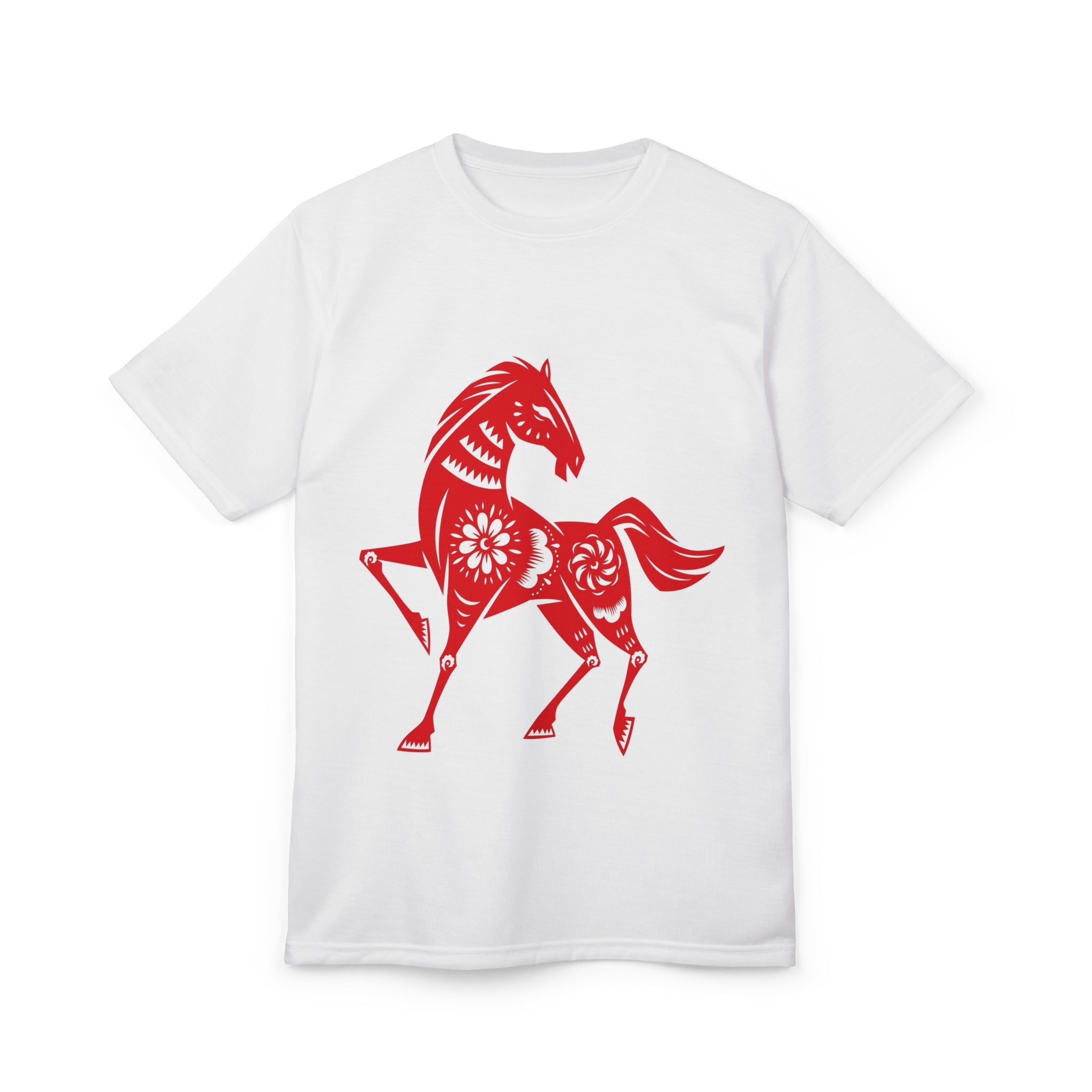 Horse Graphic Tee — Red Papercut Horse Design