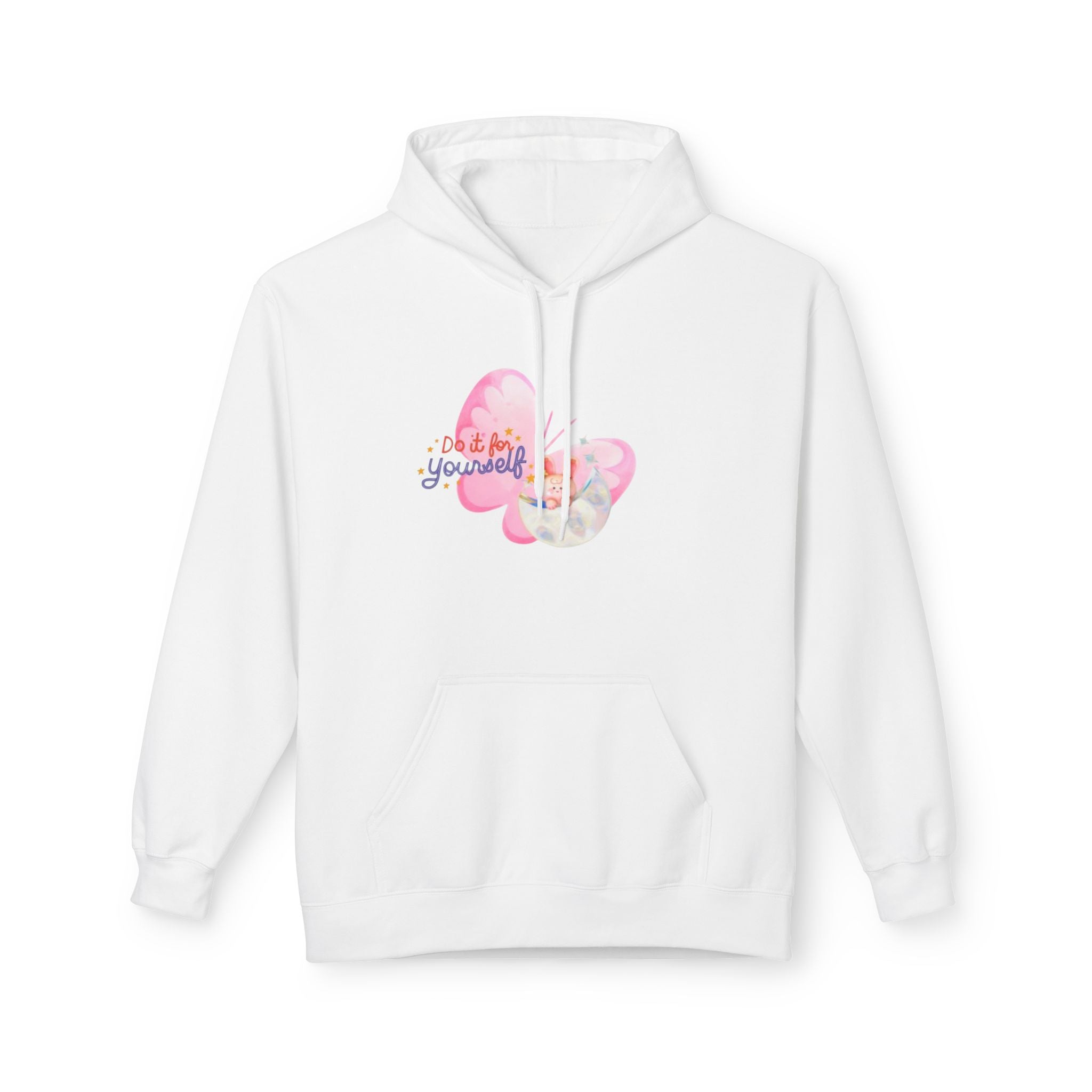Butterfly 'Love Yourself' Hoodie — Watercolor Floral Self-Love Sweatshirt